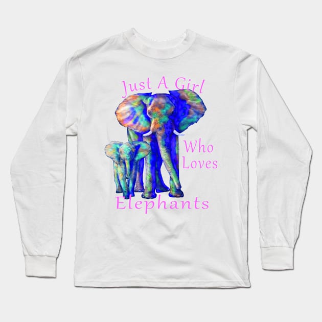 Just A Girl Who Loves Elephants Long Sleeve T-Shirt by macdonaldcreativestudios